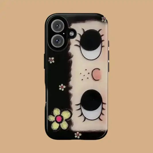 Clmj BIG EYES COMIC GIRL Phone Case for iPhone 17 16e 16 15 14 13 12 11 X XS XR XSMAX Air Pro Max Plus Luxury Double-layer Cover