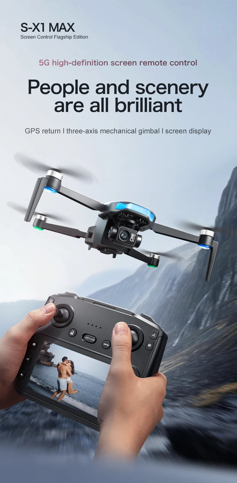 Original S-X1 Drone Aerial Photography Wide Angle Dual Camera WIFI FPV Professional With Brushless RC Foldable Quadcopter Toy