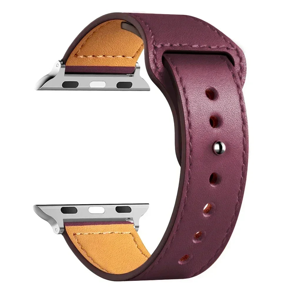Leather band For Apple watch straps 41mm/45mm 42mm 46mm 40-44mm sport loop bracelet iWatch series 10 9 8 7 4 5 6 se Ultra 2 49mm