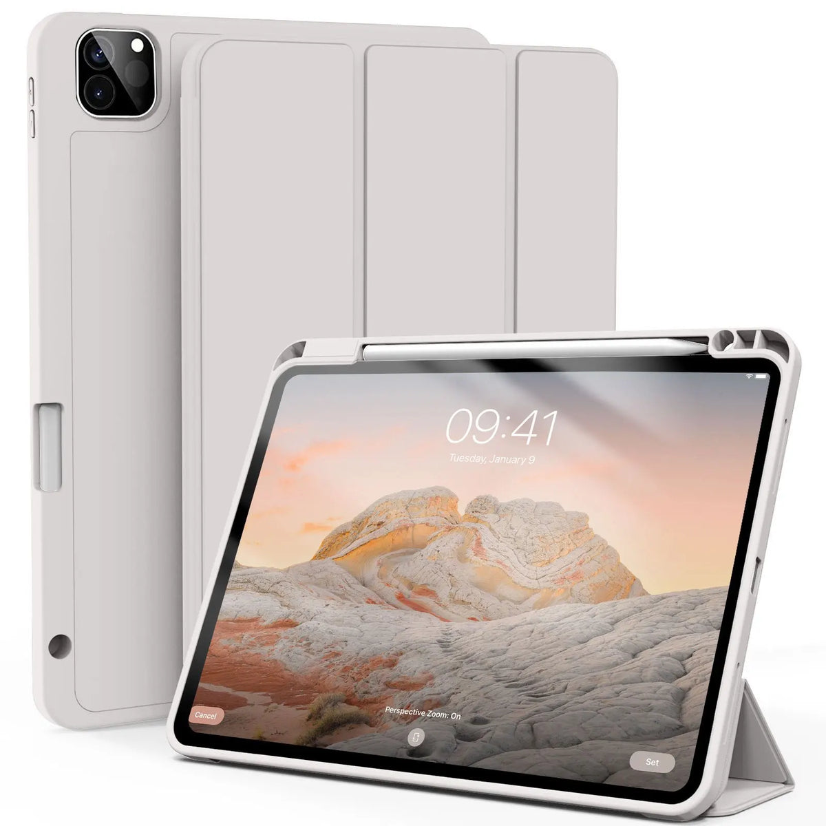 For iPad Pro 11 inch 4/3/2th Generation with Pen Slot Case,For iPad Pro 11-inch(M4)2024 Trifold Stand TPU Soft Back Tablet Cases