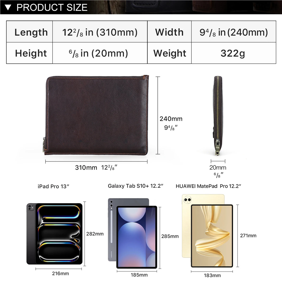 Genuine Leather Case for iPad Pro 13 12.9 11 A16 iPad Air 5 Air 4 iPad 8th 9th 10th Gen Tablet Cover for Samsung Huawei Xiaomi
