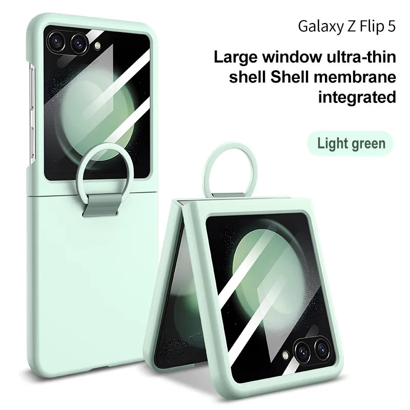 2025 Hot Skin Feel Glass Case for Samsung Galaxy Z Flip 7 FE 6 5 5G Fold business Fashion Cover Anti-knock Cases for Flip5 Flip6