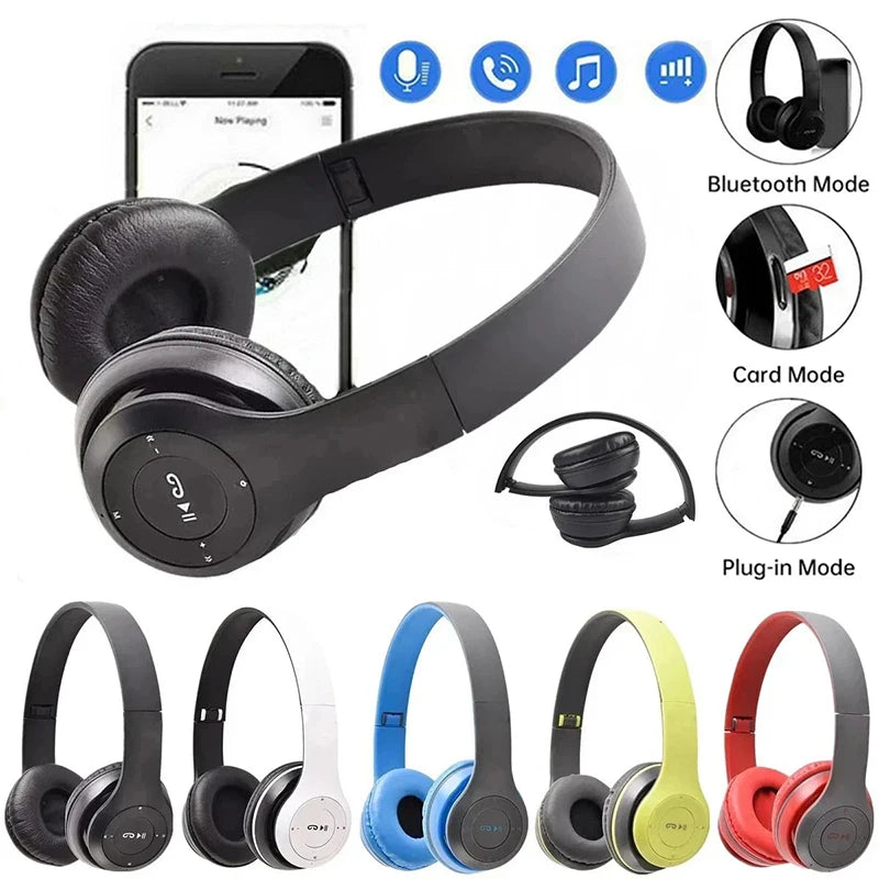 Bluetooth Headset Wireless Earphones Over Ear HiFi Stereo Headphones Noise Reduction Sports Gaming With Mic For iPhone Xiaomi PC
