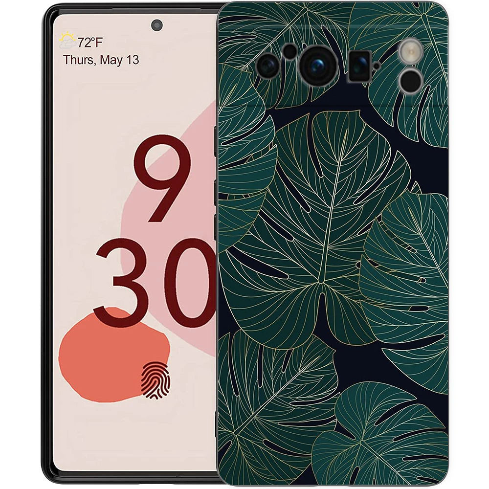 Leaves Monstera Green Phone Case For Google Pixel 10 9 8 7 6 Pro XL 9A 8A 6A 7A 5G Soft Shockproof TPU Black Cover