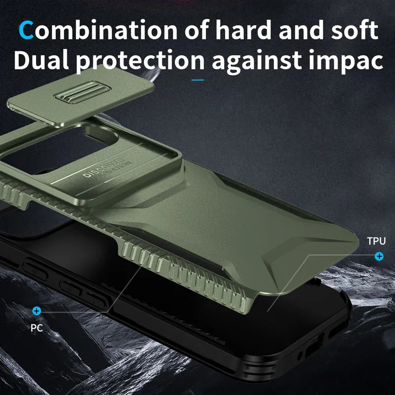 Heavy Duty Rugged Shockproof Slide Camera Lens Protect Case for Google Pixel 10 9 8 7 A Pro XL Matte Anti-slip Armor Hard Cover