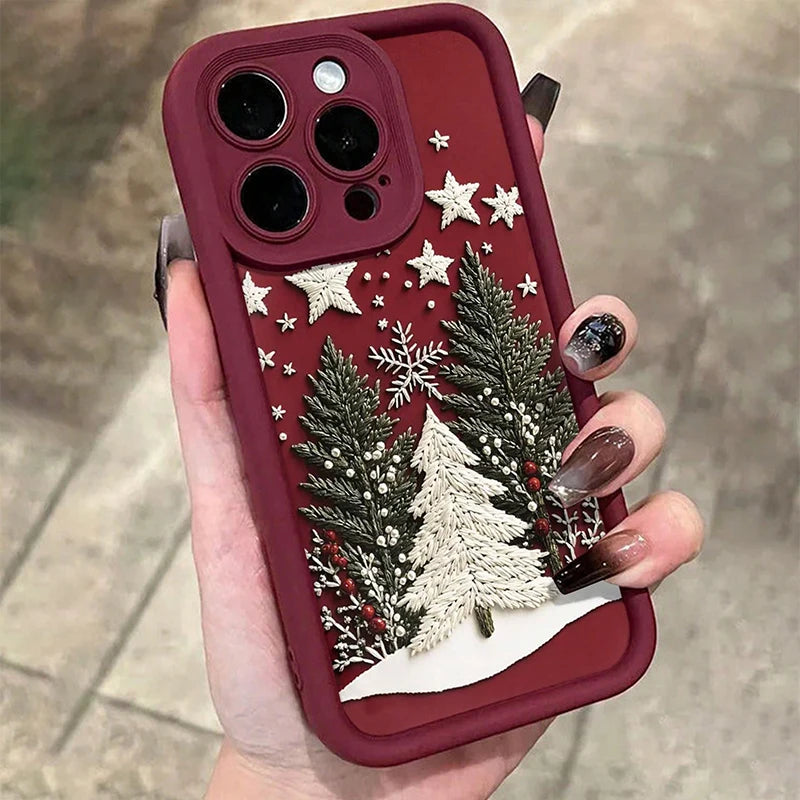 Green Christmas Tree Phone Case For IPhone 17 Air 11 13 12 Pro Max 14 15 16 Plus 16E Shockproof Soft Bumper Cover Case Funda