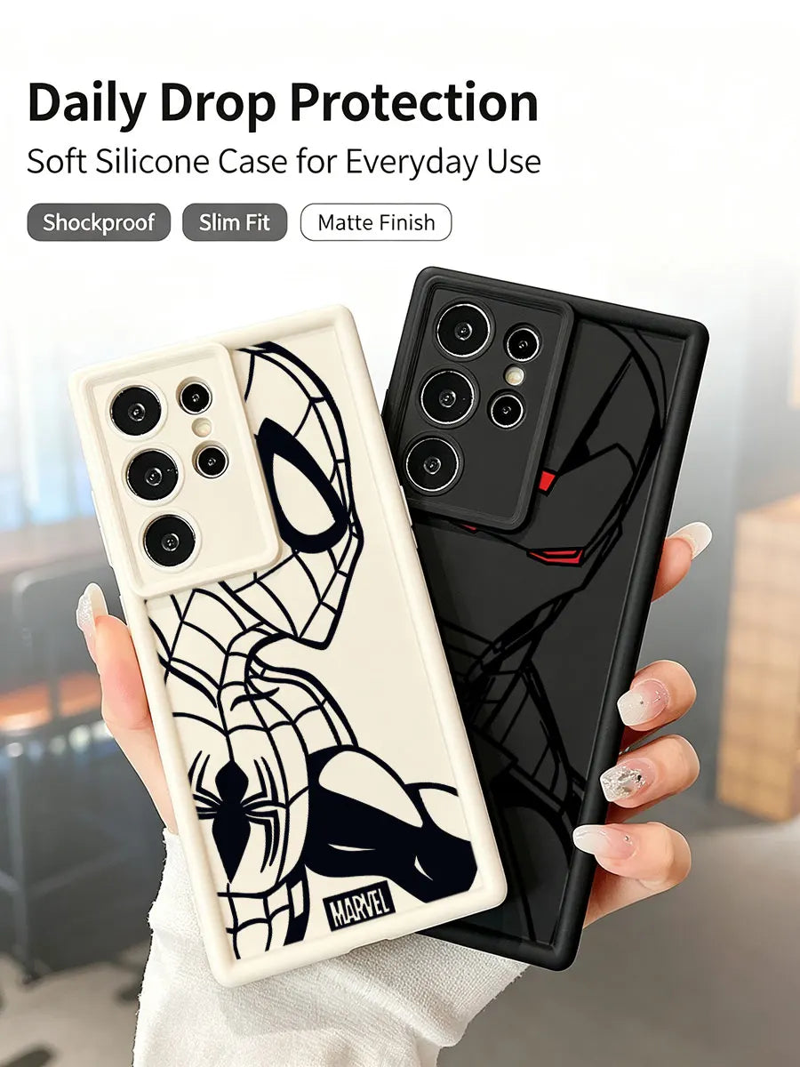 Spidermans Ironman Silicone Phone Case For  Samsung Galaxy S26 S25 S24 S23 S22 Ultra Plus S21 S20 FE Shockproof Cover