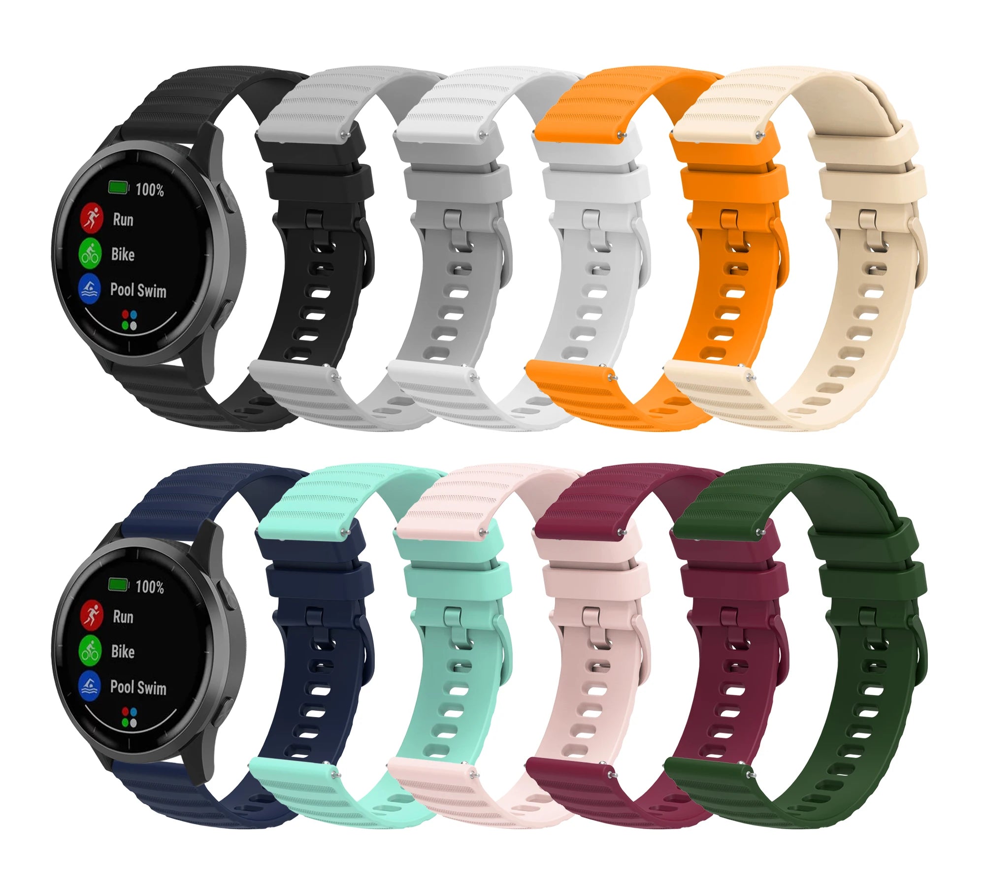 Premium Silicone Watchband WatchStrap Silicone Bracelet Quick Release Rubber Strap WristBand 18mm 20mm 22mm Width Replacement