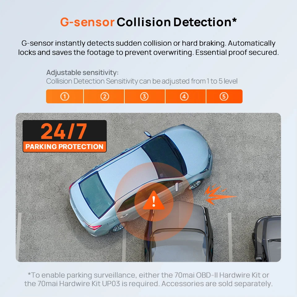 70mai M310 Plus 2K 1440P Dash Cam 143°FOV f/1.55 Large Aperture Smart Voice Control 24H Parking Guard Night Vision Car Camera