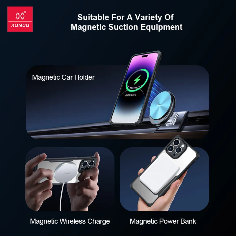 Xundd Case For iPhone 15 14 16 17 Pro Max 17 Air Phone 13 Pro 12 Magnetic Case,Airbag Shockproof Shell,Camera Protect Cover