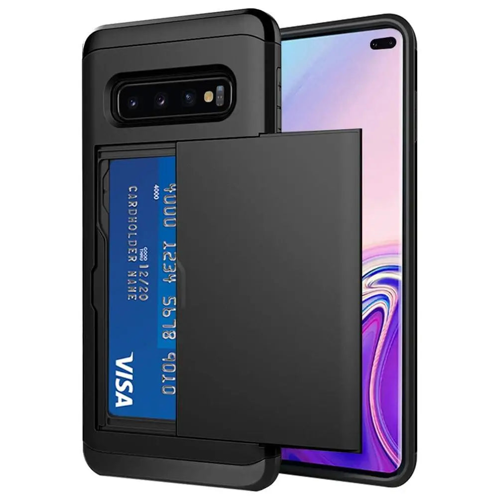 For Samsung Galaxy S10 Plus S10E S10 5G S9 S8  Case Slide Armor Wallet Card Slots Holder Cover For Samsung Note 9 8