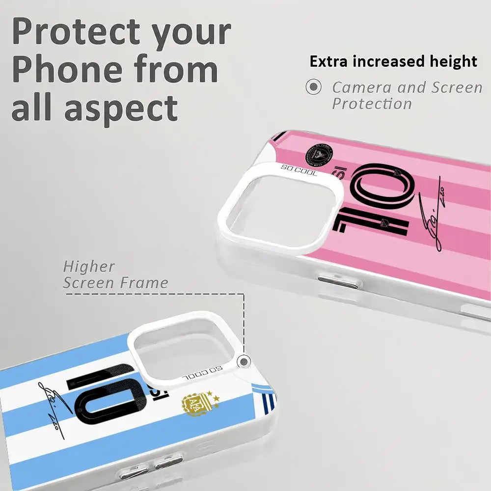 Football Star Messi #10 Logo Phone Case iPhone 11/12/13/14/15/16/17 Pro Max Aurora TPU Shockproof Slim Stylish Case