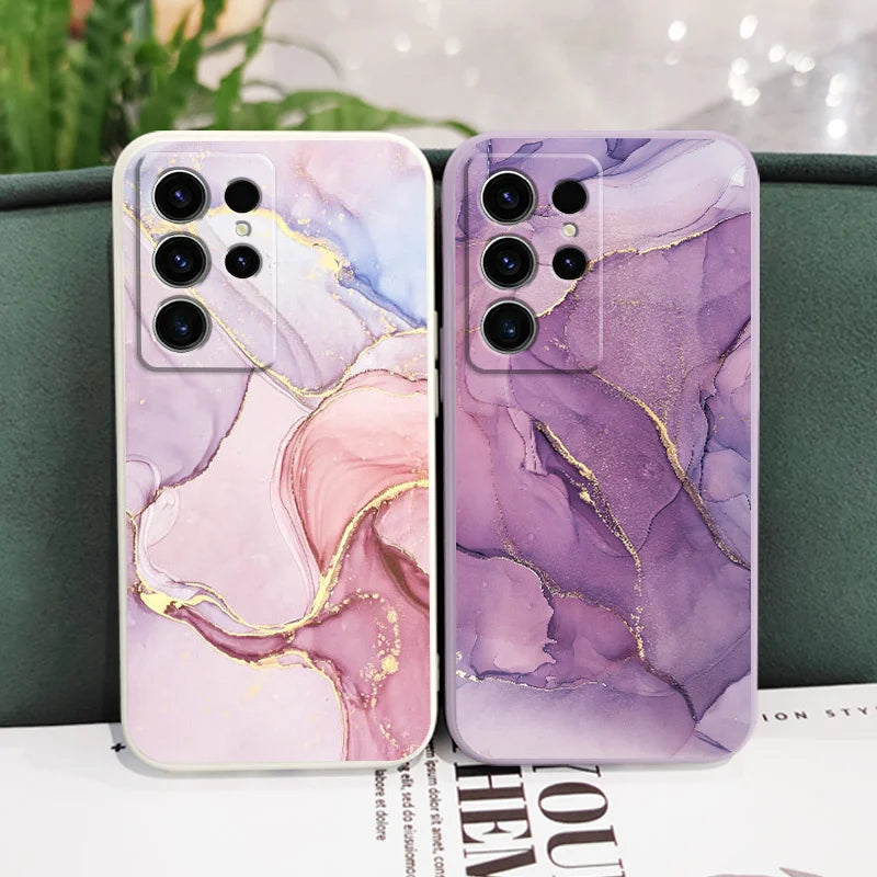 Gold Marble Phone Case For Samsung Galaxy S25 FE S24 S23 S22 S21 S20 S10 S10E Ultra Plus Note 20 Ultra 10 Plus Cover