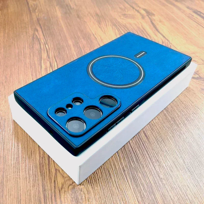 PU Leather Case For Magsafe Wireless Charge For Samsung Galaxy S26 S25 S24 S23 S22 S21 Ultra Plus FE Note 20 S 26 S25FE Cover
