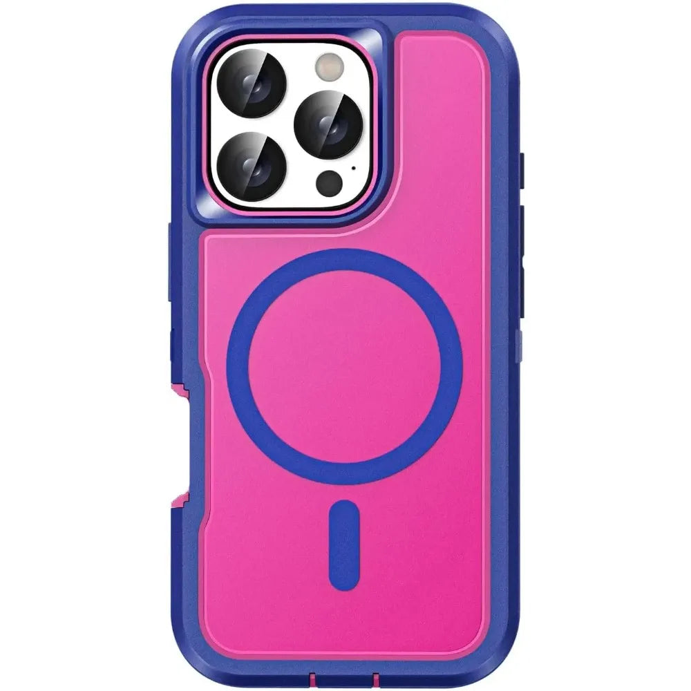 Premium Heavy Duty OTT Magnetic Armor Case for IPhone 17 16 15 14 Plus 13 12 Pro Max Anti-Slip Grip Charging Protect Cover Box