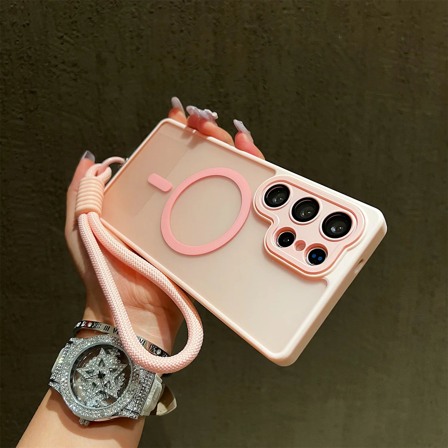 Matte Translucent With Lanyard Magnetic Case for Samsung Galaxy S26 S25 S24 S23 UItra Plus S24 25FE Magsafe Wireless Charge Cove