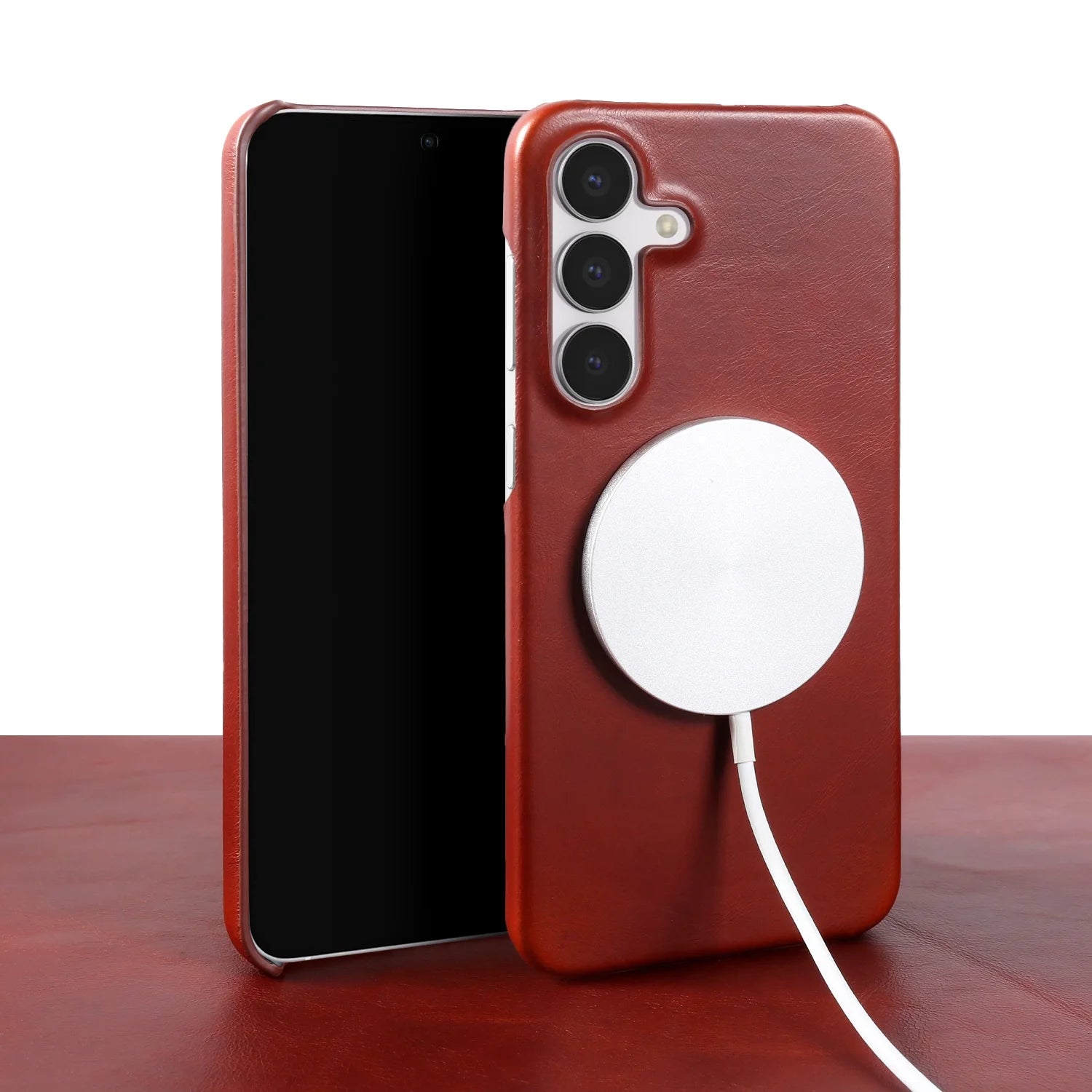 For Magsafe Case For Samsung Galaxy S25FE S26 S24 S23 S22 S21 S20FE Business Genuine Leather Back Cover Magnetic Phone Cases