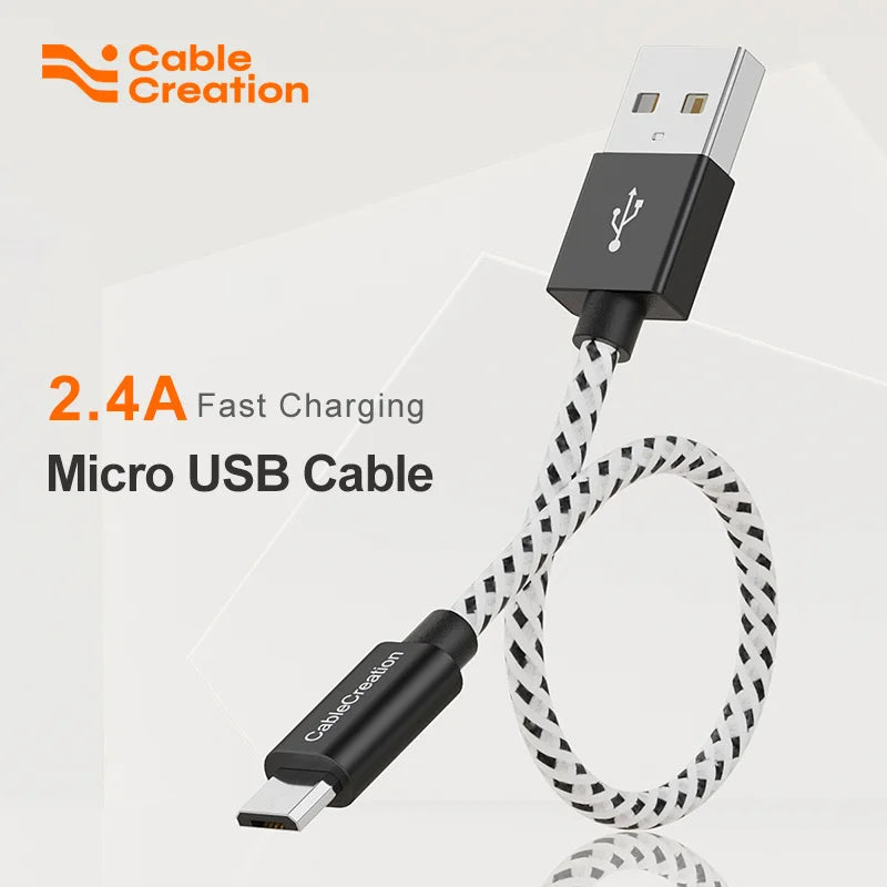 CableCreation Durable USB A to Micro USB Cable Short Nylon Braided 480Mbps High Speed Data Sync Fast Charging Cord