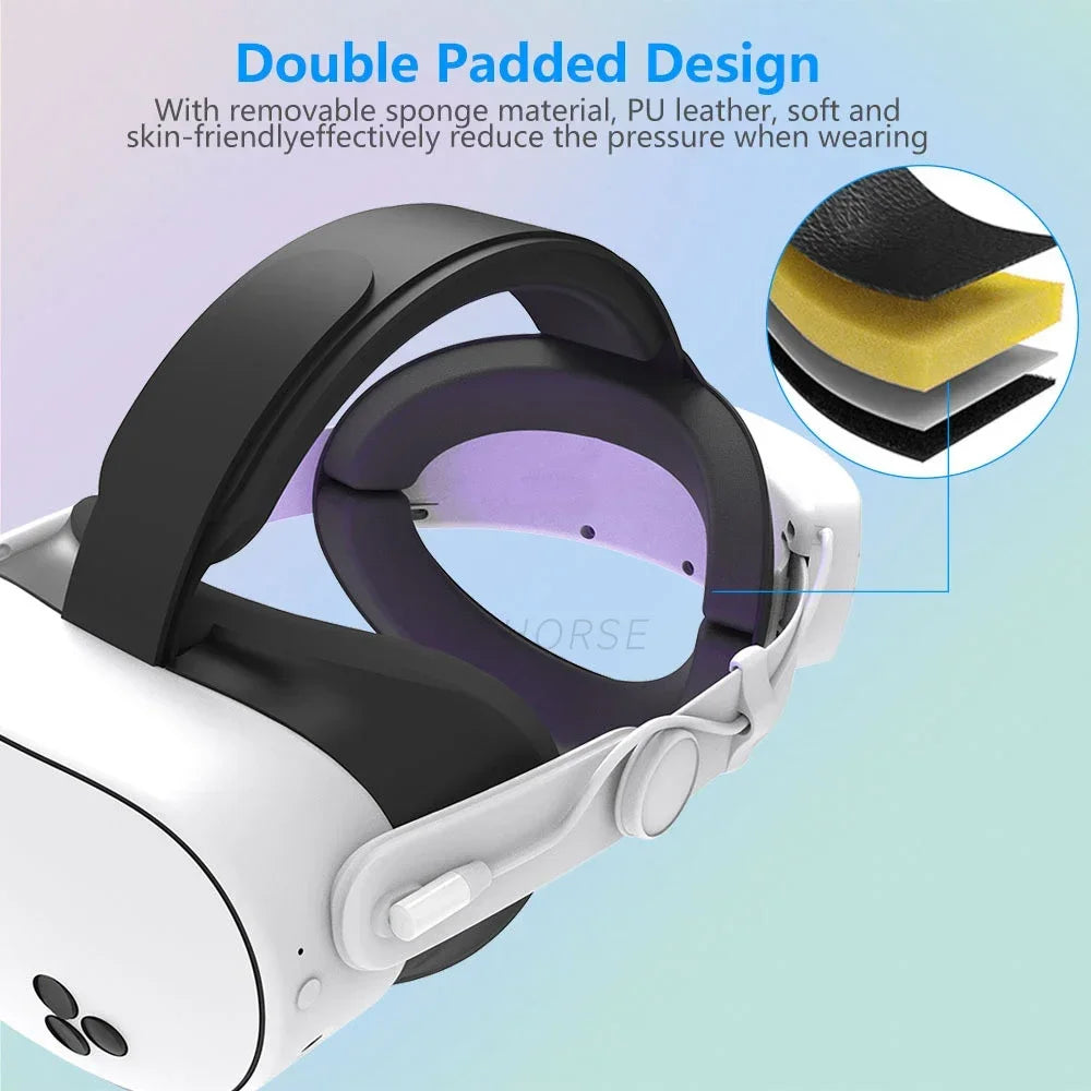 RGB Head Strap 12000mAh Battery Head Strap Compatible for Meta Quest 3/3s, Head Strap Battery VR Accessory for Meta Quest 3
