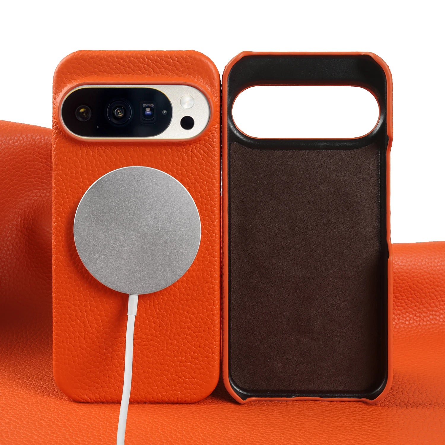For Magsafe Magnetic Lychee Genuine Leather Case For Google Pixel 10 Pro XL 9 8 7 6 5 9A 8A 7A 6A Back Cover Phone Cases Coque