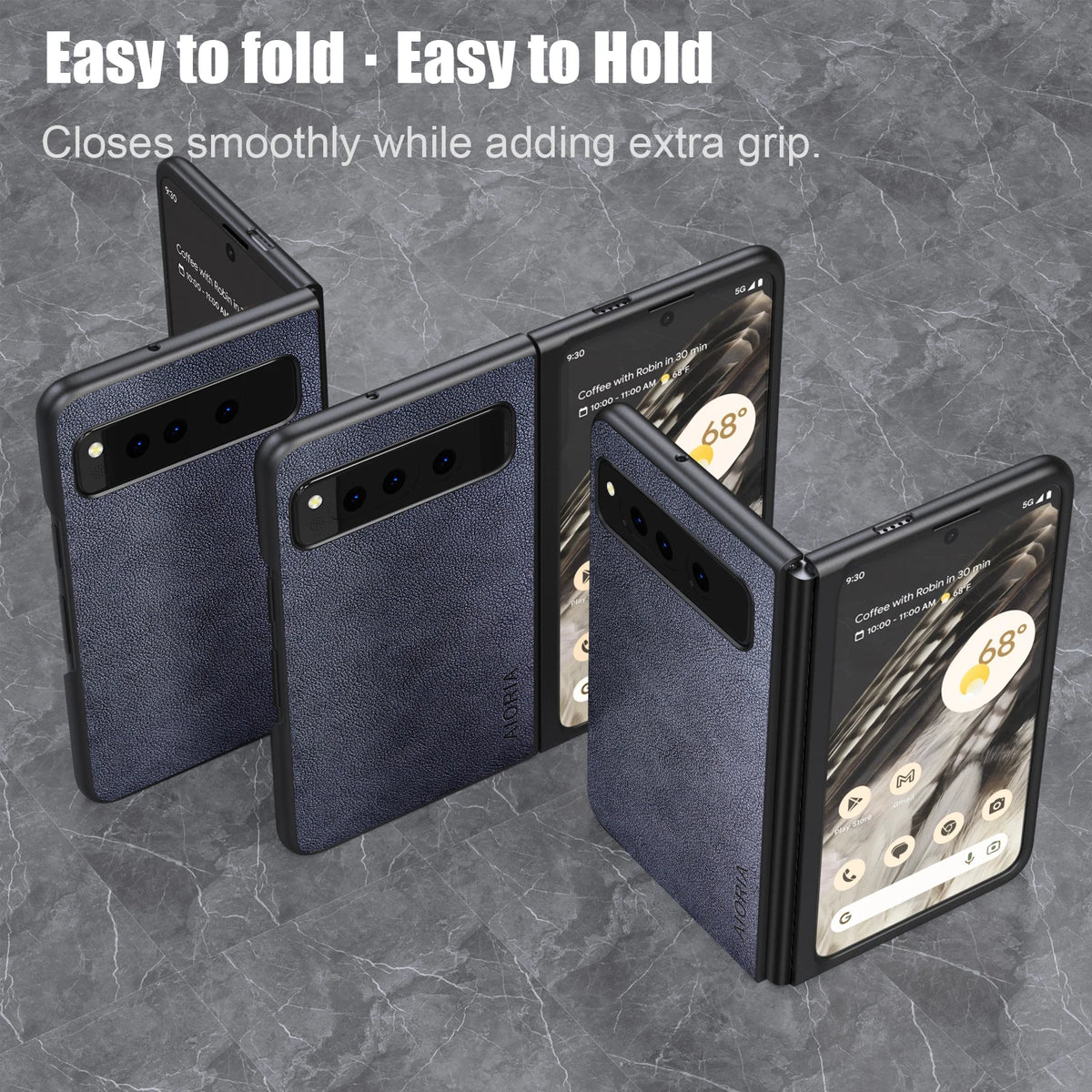 PU Leather Case for Google Pixel Fold 5G Simply Business Style Hard PC with PU 2in1 Material