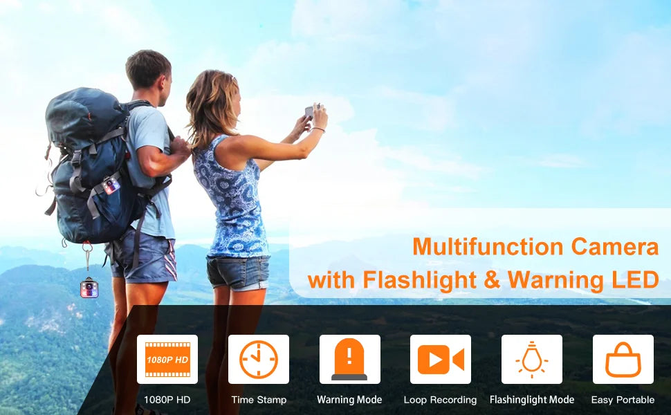 Mini Camera with Audio & Video Recording Recorder - Flashlight Headlamp Waterproof Cam for Home Outdoor Fishing Camping