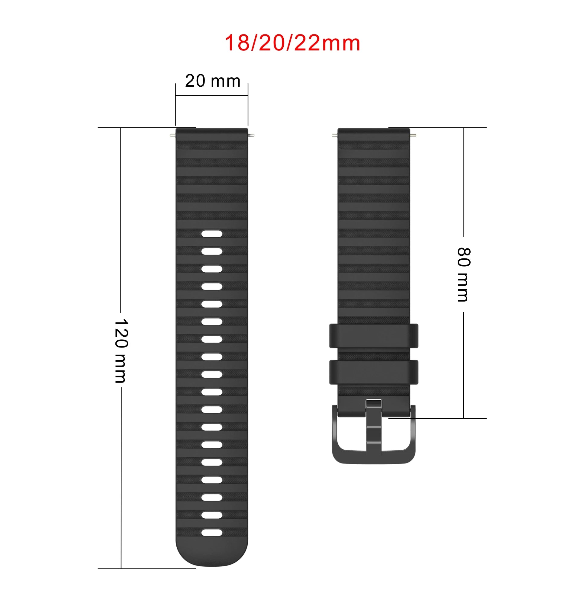 Premium Silicone Watchband WatchStrap Silicone Bracelet Quick Release Rubber Strap WristBand 18mm 20mm 22mm Width Replacement