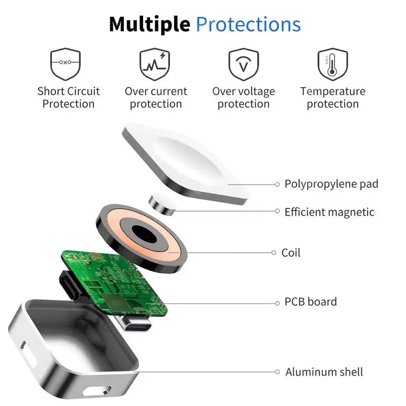 Portable Wireless For iWatch Wireless Charger For Apple Watch 10 9 8 7 6 5 4 SE Mini Metal Charger For iWatch Series Ultra 1 2 3