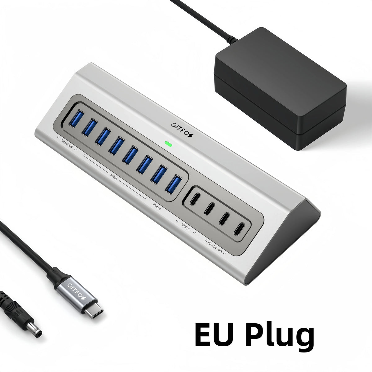 Gitfos Powered USB Hub,15 in 1 USB 3.2 Hub,10Gbps Data, 8 USB A,for PC, Laptop, Mac, Mac mini, iMac, iPad