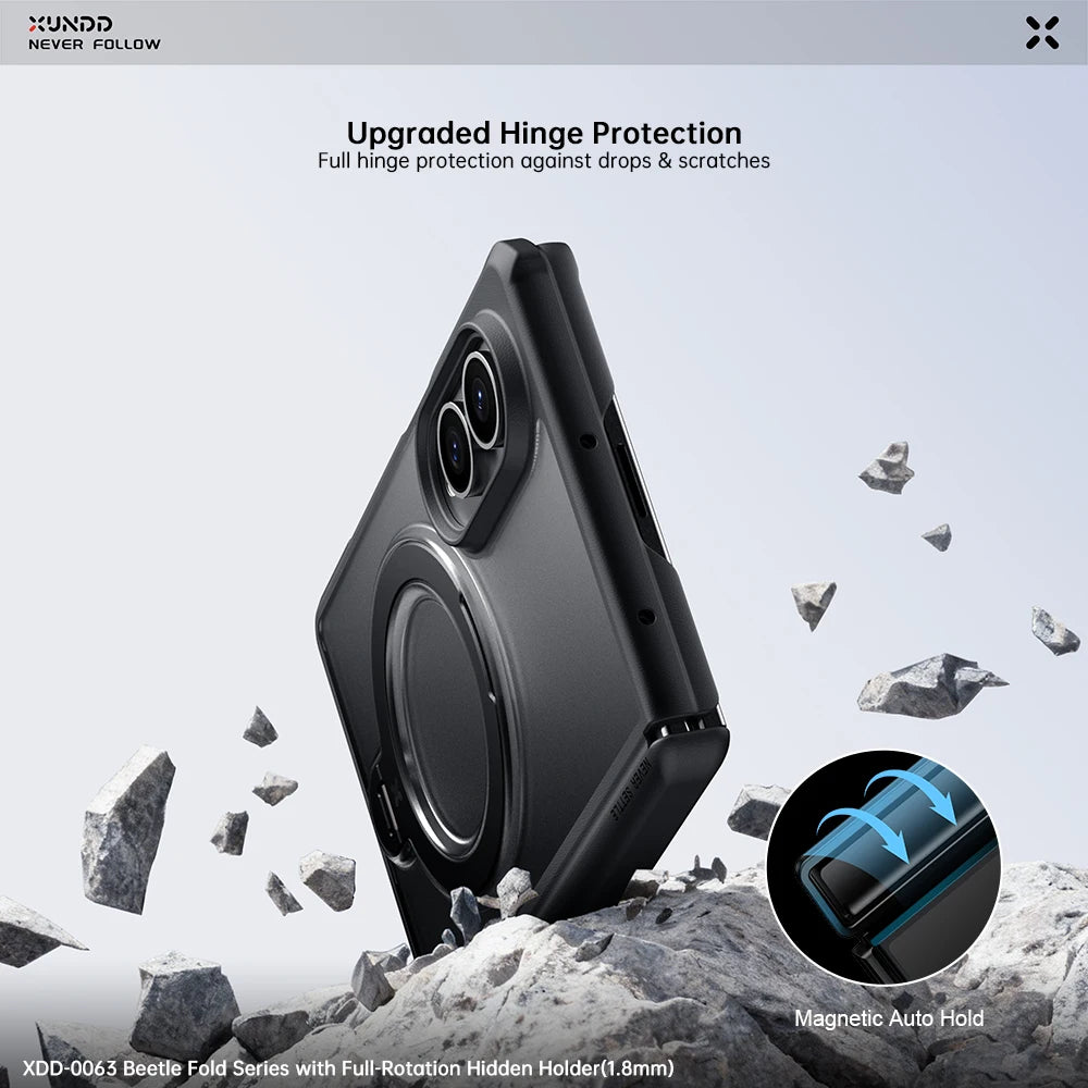 XUNDD For Samsung Galaxy Z Fold 8 Case Magnetic Kickstand Hinge Protection Clear Shockproof Cover Anti Drop Protective Shell