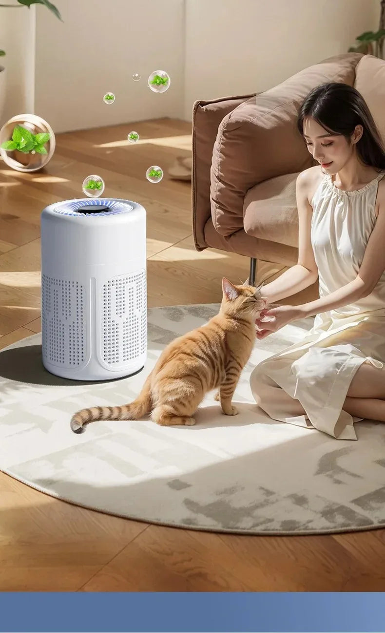 Mini Desktop Air Purifier Portable Air Cleaner HEPA Filter Freshener Odor Remover Compact Air Quality Improvement Devic