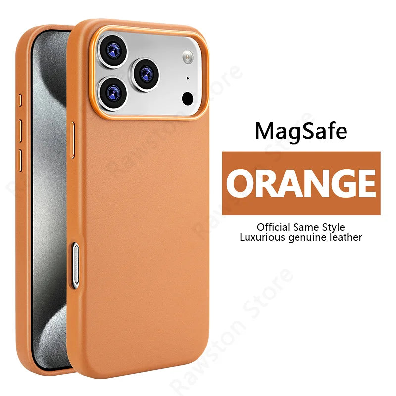 Official Magnetic Leather Case for Apple iPhone 17 Pro Max 16 13 12 14 15 Plus Original MacSafe for MagSafe Cover Accessories