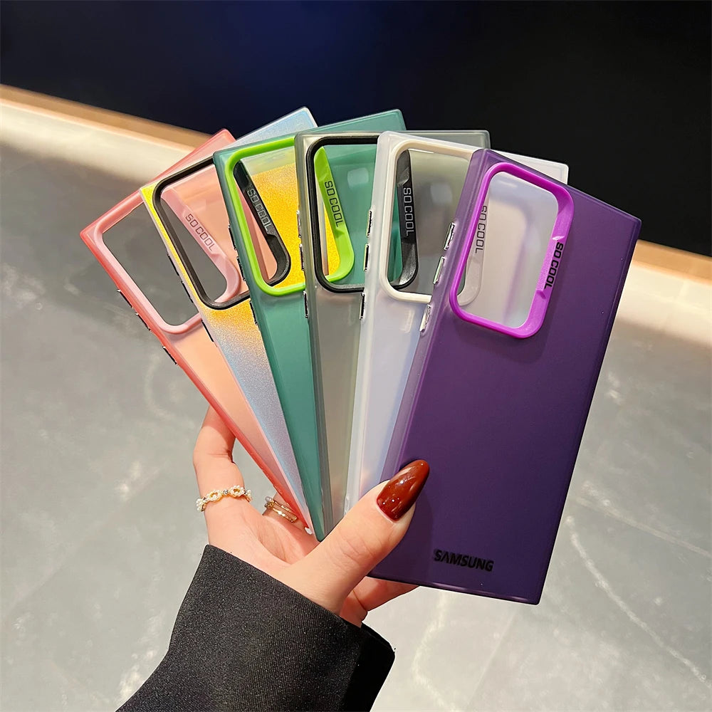 Matte Laser Case Samsung Galaxy S26 S25 S24 Ultra S23 S22 S21 Plus S20 FE Note 20 A54 A34 A14 A73 A53 A52 A71 Shockproof Cover