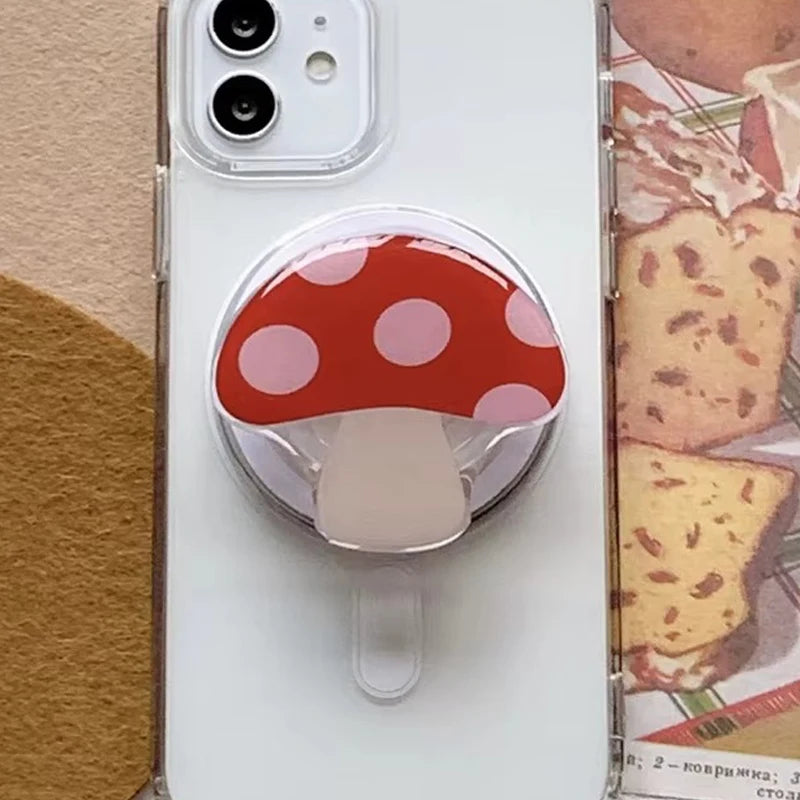 Cute Cartoon Mushroom Cherry For Magsafe Magnetic Phone Griptok Phone Holder Stand Universal Phone Ring Grip Tok For iPhone 15