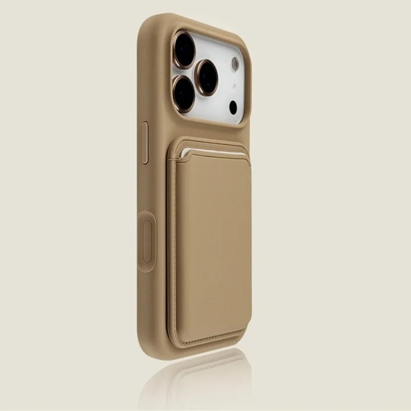 Luxury Magnetic Liquid Silicone Card Bag Phone Case For iPhone 12 13 14 15 16 17 Pro Max Plus Air For Magsafe Bumper Cover