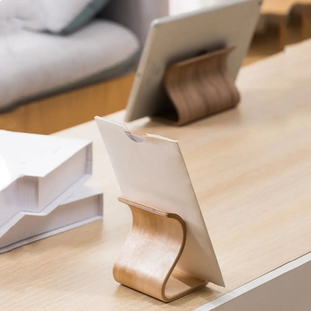 Creative Wood Mobile Phone Holder Portable Elegant Tablet Holder Crafts Durable Wooden Phone Bracket Tabletop Decoration