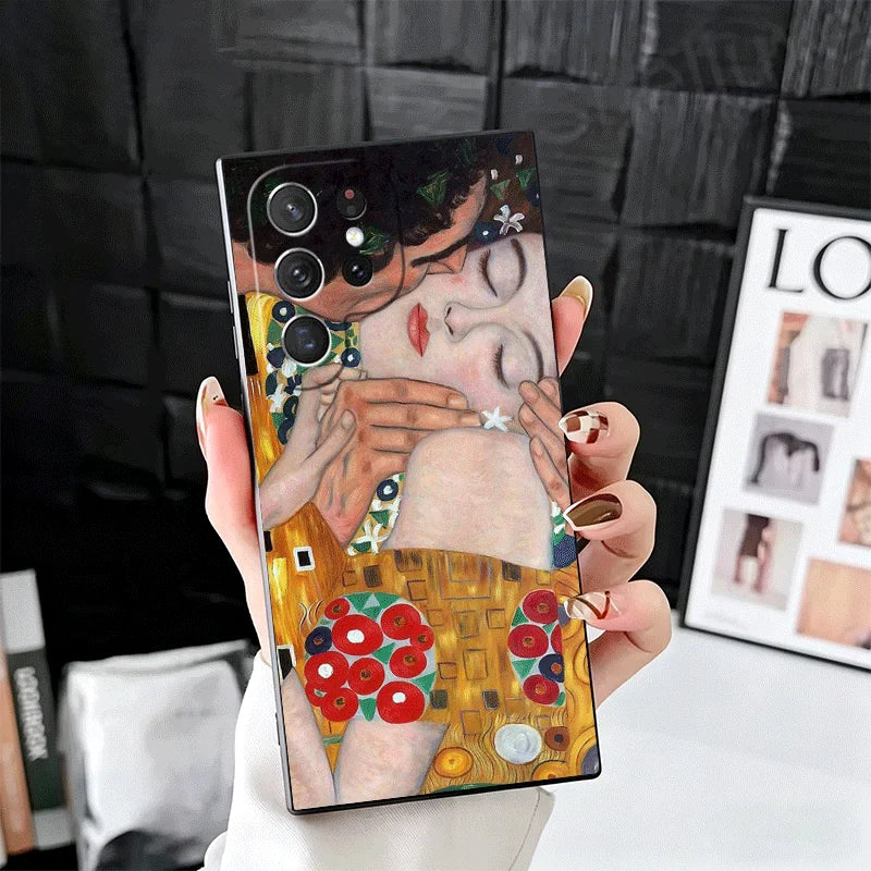 Kiss By Gustav Klimt Art Soft Phone Case for Samsung Galaxy S26 S25 Edge S24 Ultra S23 Plus S22 S21 FE S20 Black Cover Back Shel