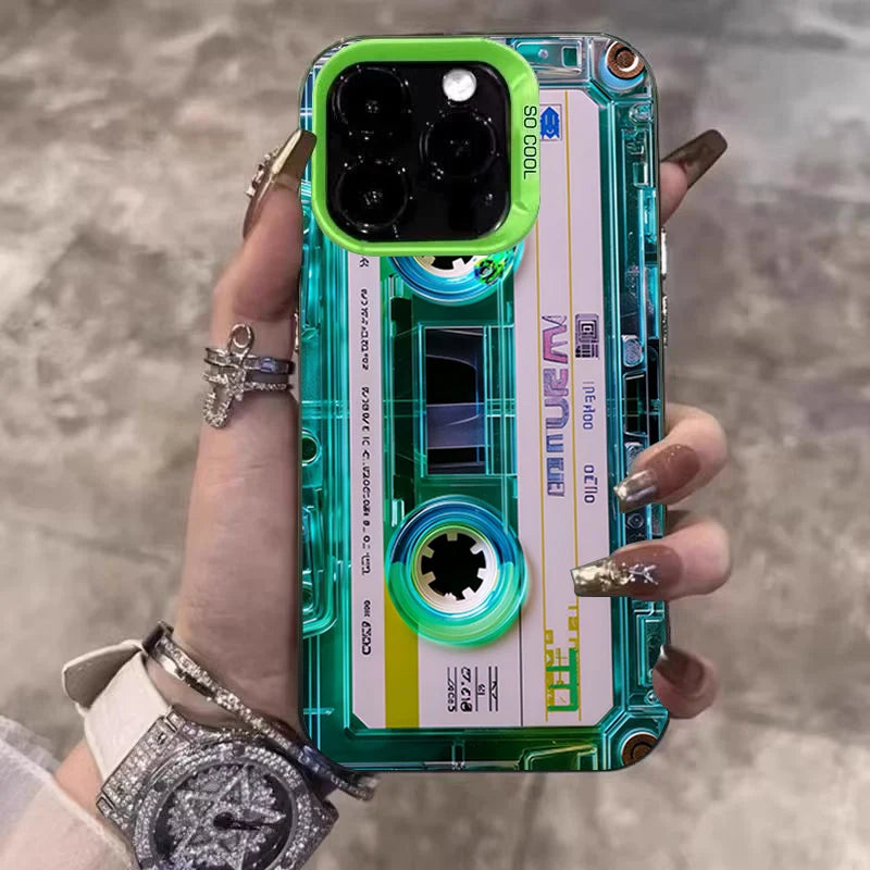 Retro Cassette Tape Electroplate Phone Case For Samsung Galaxy S26 S23 S24 S25 Ultra S22 S21 S20 Plus FE A35 A54 A55 5G Cover