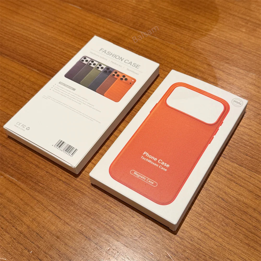 Original Tech Woven for Magsafe Phone Case for iPhone 18 Pro 17 Pro Max Air 16 15 14 13 Boxed Magnetic Wireless Charging Cover