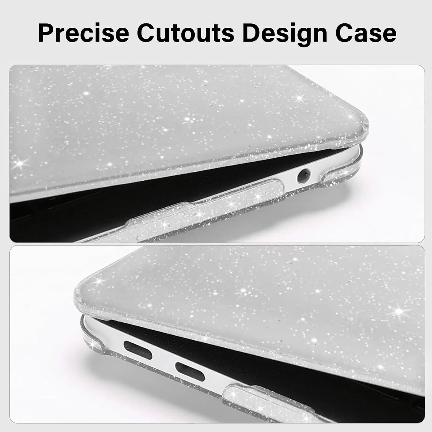 Case For MacBook Air 15 inch M5/M4/M3/M2 2026-2023, Sparkly Clear | Glitter Design for Mac Air 13.6-inch, Lightweight Hard Case