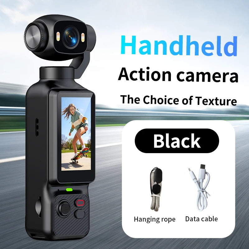 Pocket Handheld Vlog Camera 180°Rotatable Lens Anti-shake Stabilizer HD Portable Action Cam Built-in Fill Light Outdoor Travel