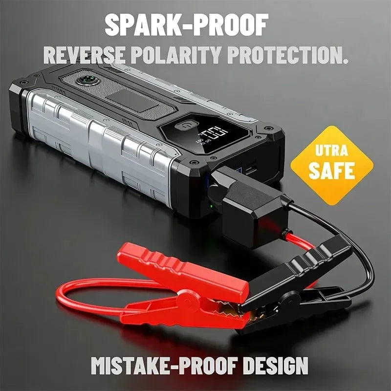 6000A Car Jump Starter Power Bank 12V – Emergency Booster for SUV, Truck, Petrol & Diesel with LED Flashlight & Dual USB Charger