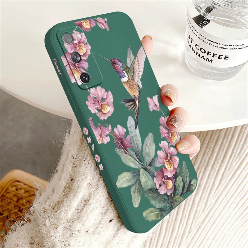 S24 Ultra Flowers Birds Pattern Case For Samsung Galaxy S10 S20 S21 S22 S23 S11E FE Lite Plus Ultra Silicone Phone Soft Cover