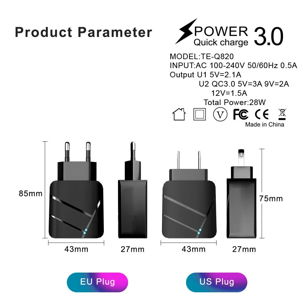 AIXXCO USB PD Quick Charge 28W 40W USB Charger QC3.0 2A Fast Wall Charger Mobile Phone Charger for Samsung Xiaomi iPhone 12
