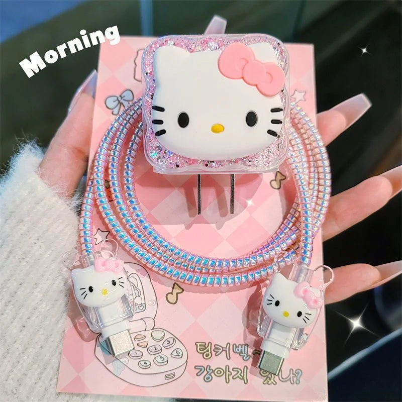 Cartoon Hello Kitty Cinnamon Charger Case Cable Protector for IPhone 18W/20W Fast Charging Cable Data Breakage-proof Charger