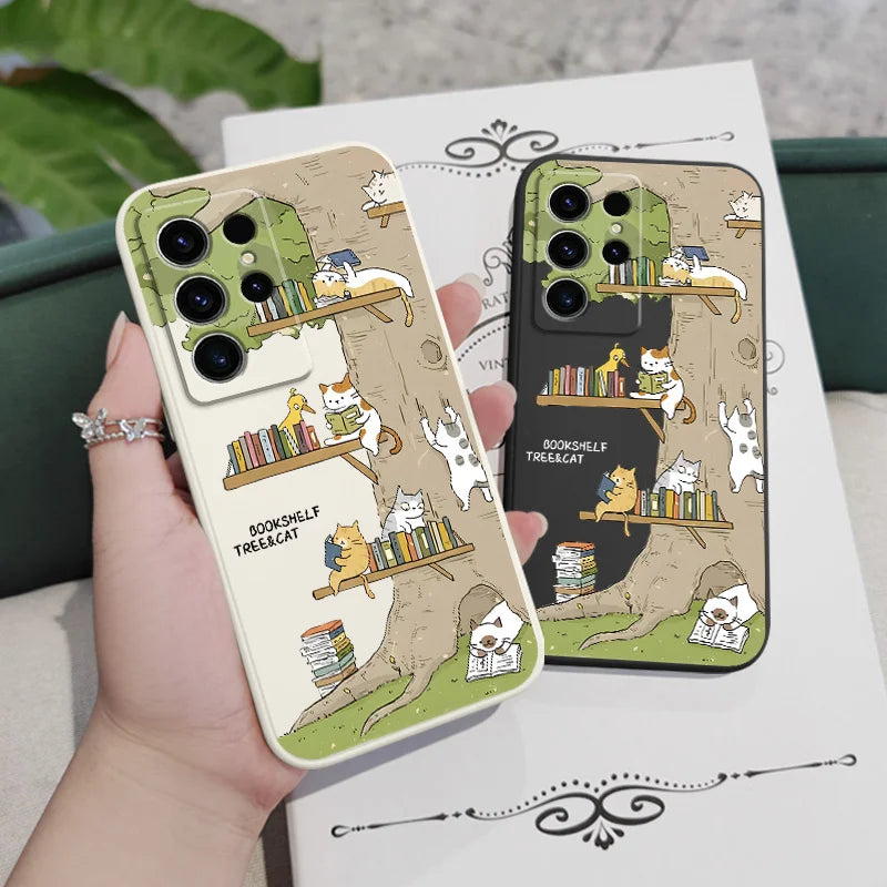 Big Tree Kitten Phone Case For Samsung Galaxy S25FE S24 S23 S22 S21 S20 S10 S10E Ultra Plus FE Note 20 Ultra 10 Plus Cover