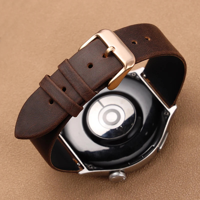 Vintage Handmade Genuine Leather Watchband 18 20 22MM Old Brown Black Soft Men's Watch Strap