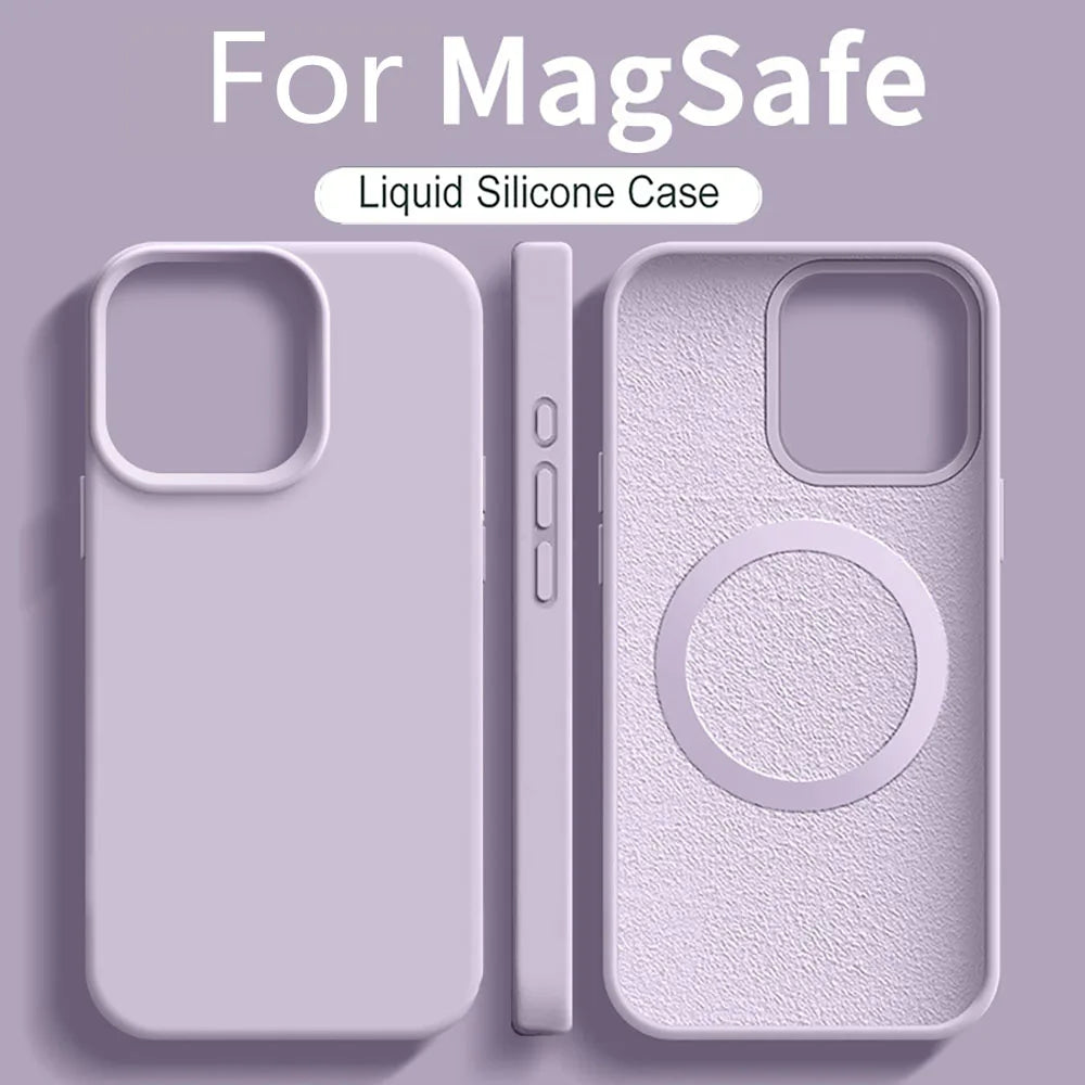 For Magsafe Liquid Silicone Magnetic Phone Case For iPhone 17 16 15 13 14 Pro Max Plus Cover For iphone 17 Pro Max Accessories