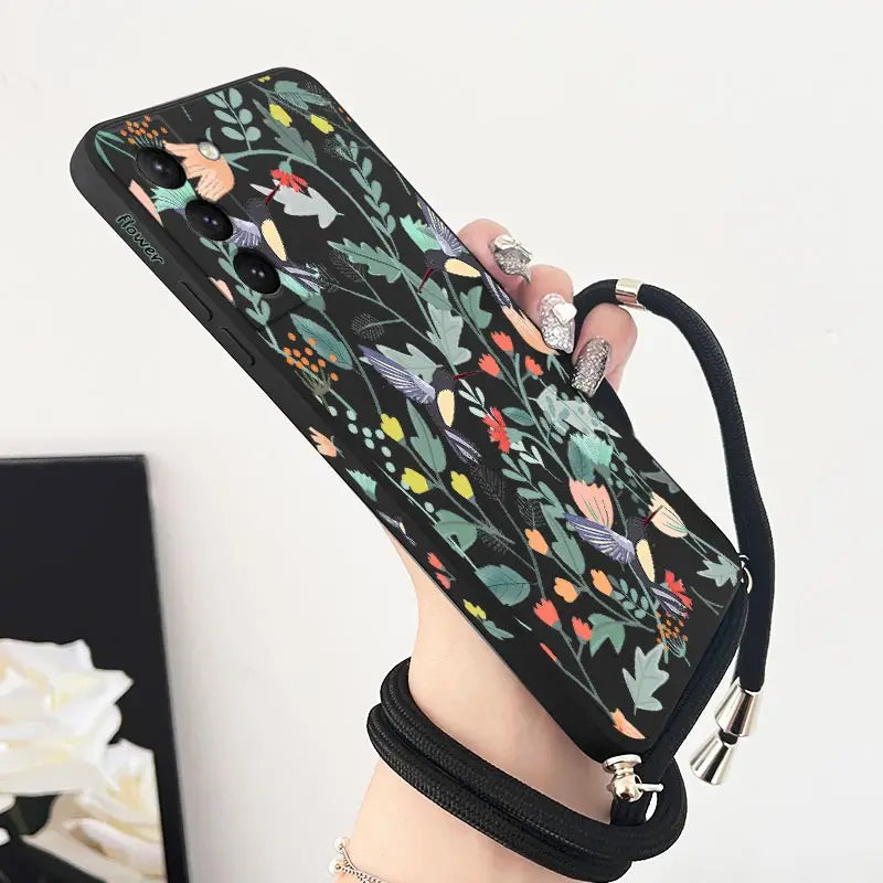 Free Bird Crossbody Lanyard Silicone Phone Case For Samsung Galaxy S23 S22 S21 S10 S8 Plus Note 20 ultra 10 Plus Cover
