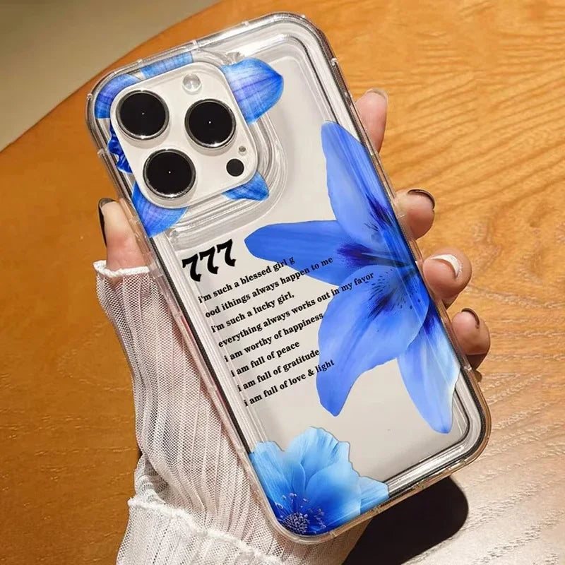 Cherry Flower Print Transparent Case For iPhone 17 16 Pro Max 15 14 13 11 12 16e Case Funda iPhone11 14 Plus X XR XS Case Cover